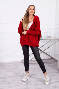 Hooded sweater 2019 - 16 / – Red цвет / color | Lexline Fashion