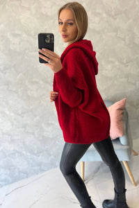 Hooded sweater 2019 - 16 / – Red цвет / color | Lexline Fashion