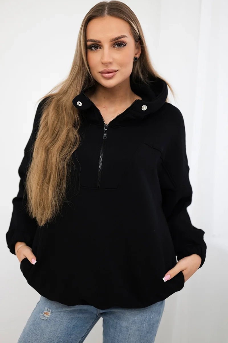 Hooded sweatshirt 69424 / – Black цвет / color | Lexline Fashion