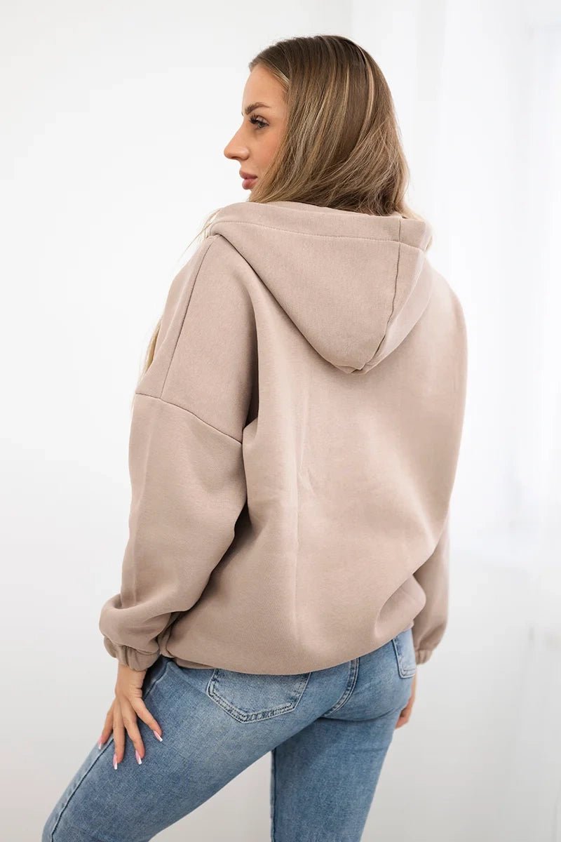 Hooded sweatshirt 69424 / – Dark || beige цвет / color | Lexline Fashion