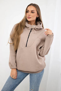 Hooded sweatshirt 69424 / – Dark || beige цвет / color | Lexline Fashion