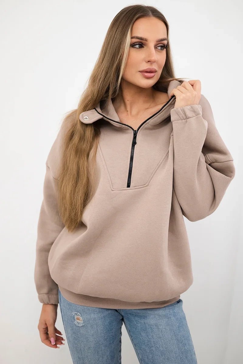 Hooded sweatshirt 69424 / – Dark || beige цвет / color | Lexline Fashion