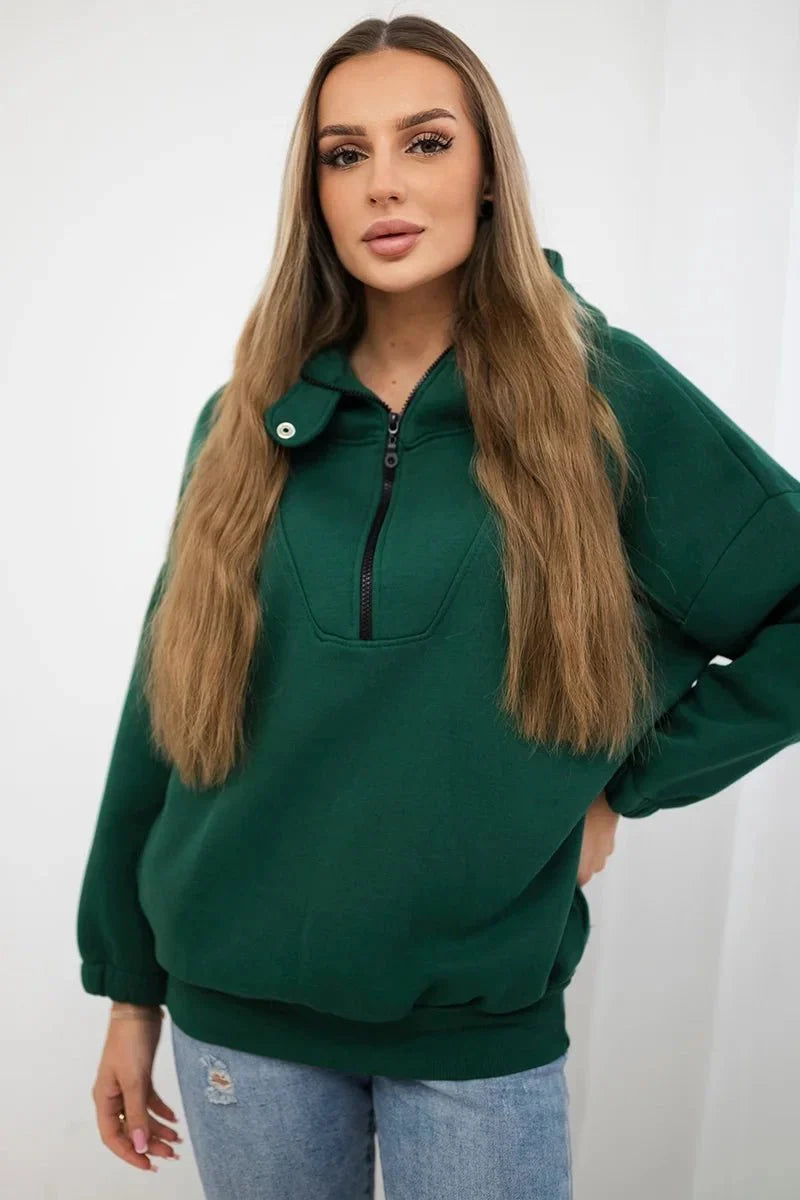 Hooded sweatshirt 69424 / – Dark || green цвет / color | Lexline Fashion