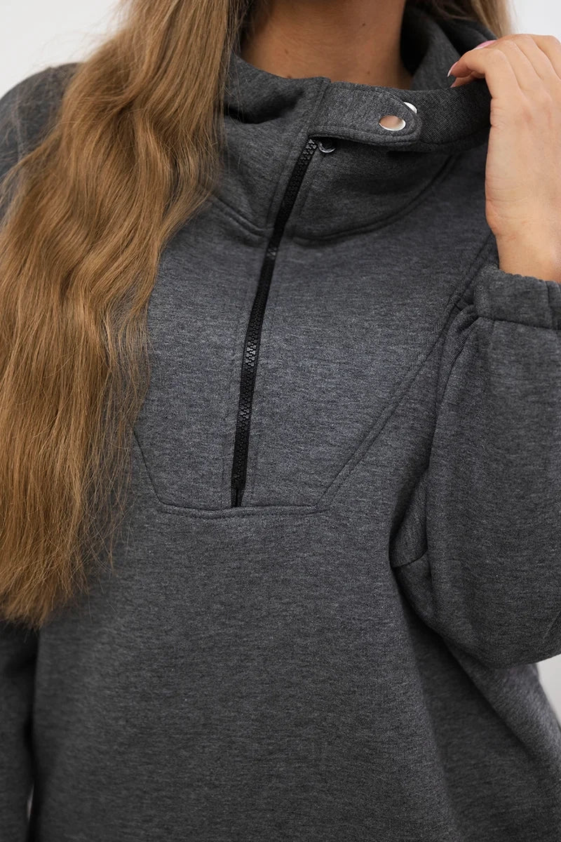 Hooded sweatshirt 69424 / – Graphite цвет / color | Lexline Fashion
