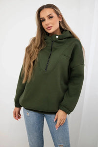 Hooded sweatshirt 69424 / – Khaki цвет / color | Lexline Fashion