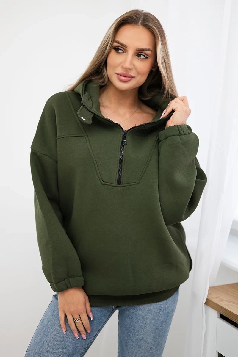 Hooded sweatshirt 69424 / – Khaki цвет / color | Lexline Fashion