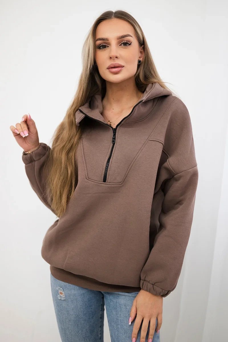 Hooded sweatshirt 69424 / – Mocca цвет / color | Lexline Fashion