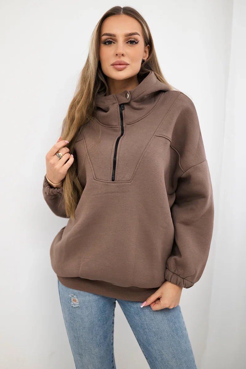 Hooded sweatshirt 69424 / – Mocca цвет / color | Lexline Fashion