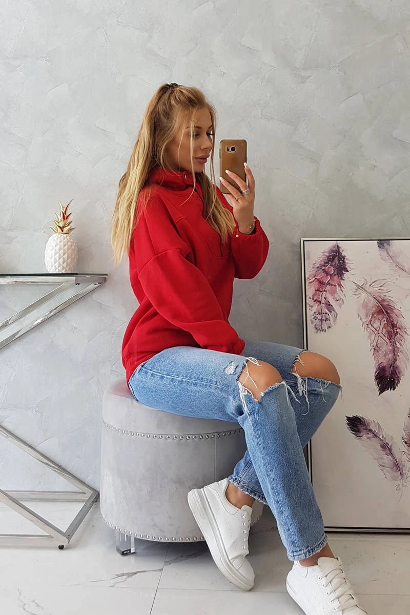 Hooded sweatshirt 69424 / – Red цвет / color | Lexline Fashion