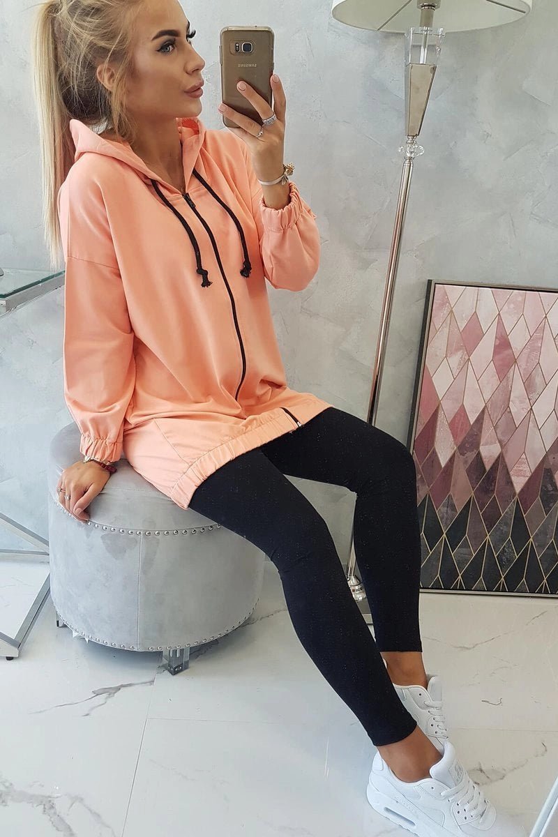 Hoodie with a print 9117 / – Apricot цвет / color | Lexline Fashion