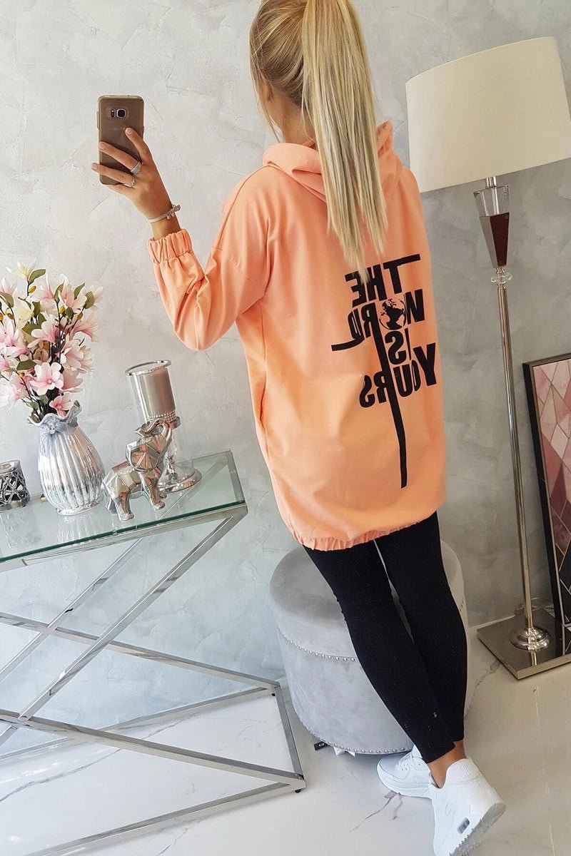 Hoodie with a print 9117 / – Apricot цвет / color | Lexline Fashion