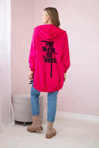 Hoodie with a print 9117 / – Fuchsia цвет / color | Lexline Fashion