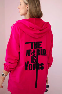 Hoodie with a print 9117 / – Fuchsia цвет / color | Lexline Fashion
