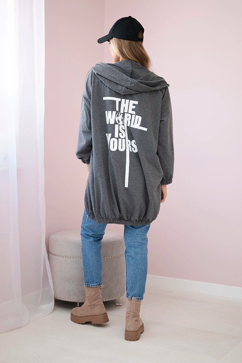Hoodie with a print 9117 / – Graphite цвет / color | Lexline Fashion
