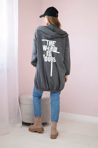 Hoodie with a print 9117 / – Graphite цвет / color | Lexline Fashion