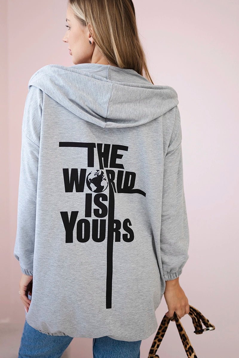 Hoodie with a print 9117 / – Gray цвет / color | Lexline Fashion