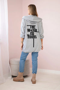 Hoodie with a print 9117 / – Gray цвет / color | Lexline Fashion