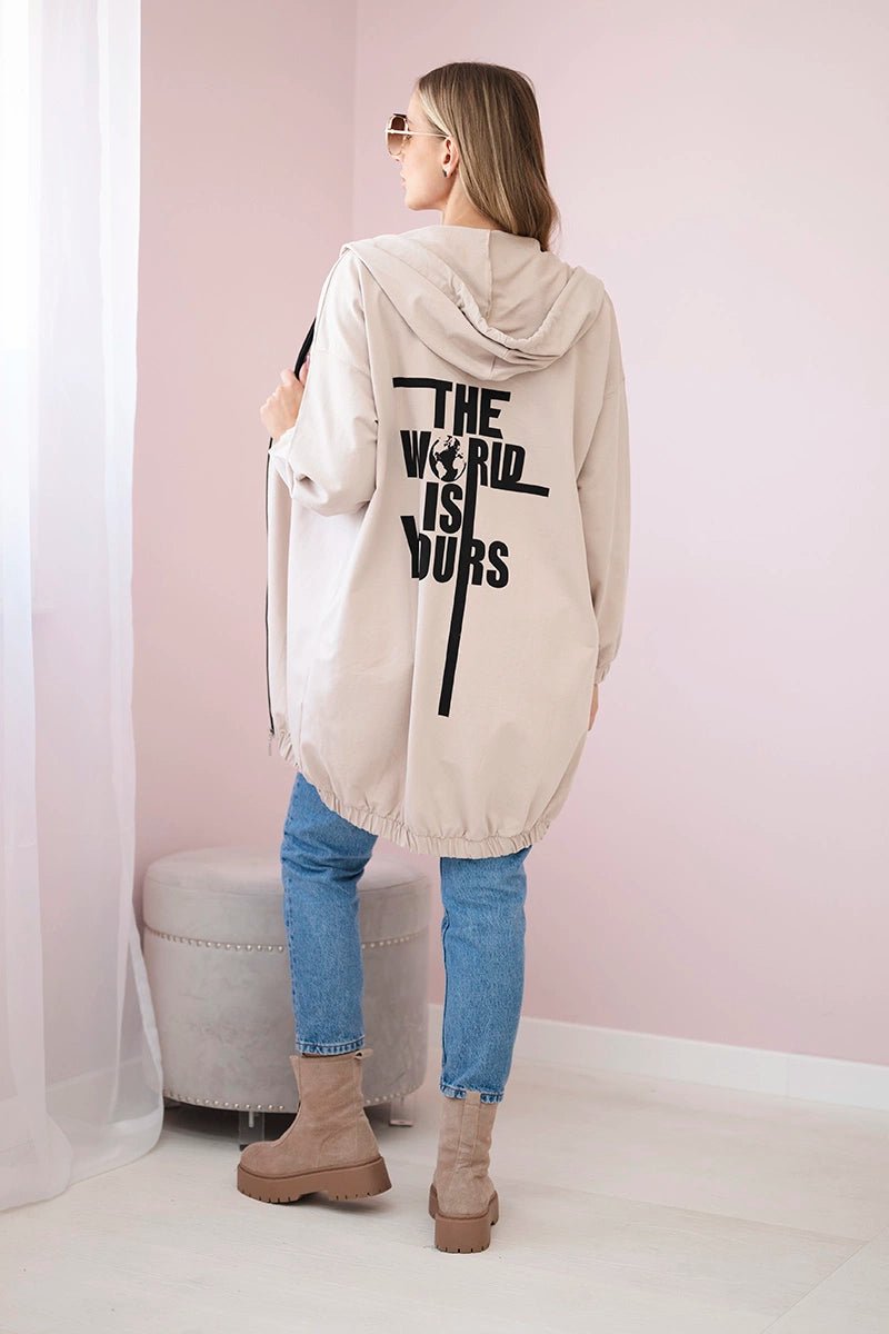 Hoodie with a print 9117 / – Light || Beige цвет / color | Lexline Fashion