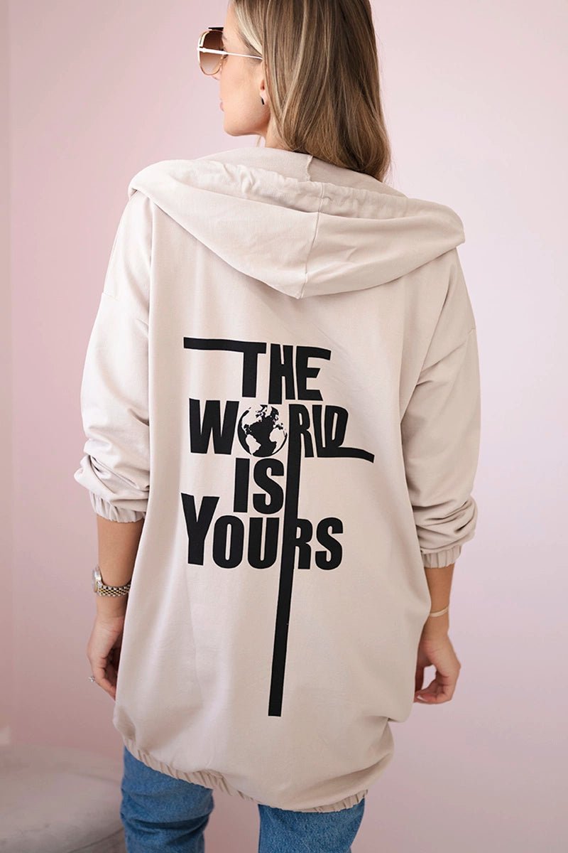 Hoodie with a print 9117 / – Light || Beige цвет / color | Lexline Fashion