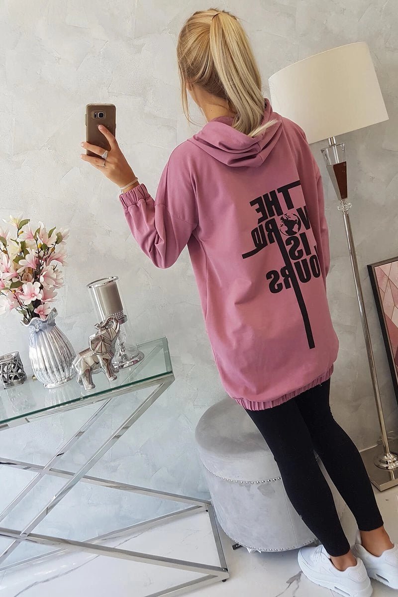 Hoodie with a print 9117 / – Pink || Dark цвет / color | Lexline Fashion