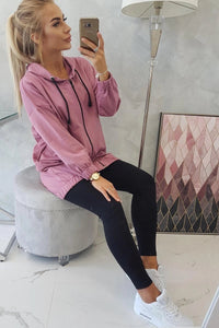 Hoodie with a print 9117 / – Pink || Dark цвет / color | Lexline Fashion