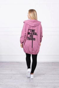 Hoodie with a print 9117 / – Pink || Dark цвет / color | Lexline Fashion