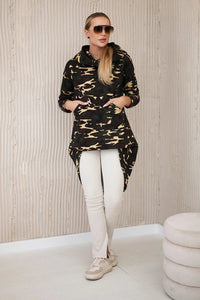 Hoodie with long back camo 9119 / – Brown цвет / color | Lexline Fashion