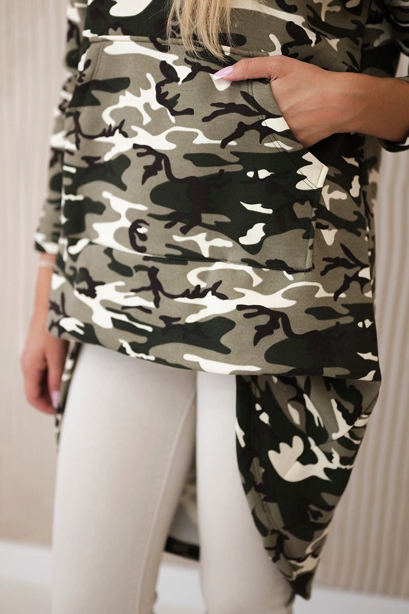 Hoodie with long back camo 9119 / – Ecru цвет / color | Lexline Fashion