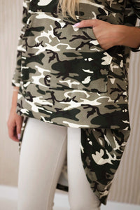 Hoodie with long back camo 9119 / – Ecru цвет / color | Lexline Fashion