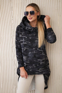 Hoodie with long back camo 9119 / – Graphite цвет / color | Lexline Fashion
