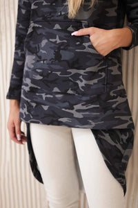 Hoodie with long back camo 9119 / – Graphite цвет / color | Lexline Fashion