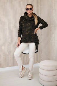 Hoodie with long back camo 9119 / – Green цвет / color | Lexline Fashion