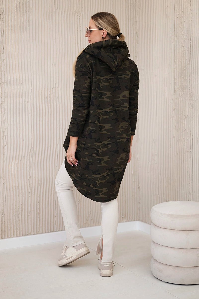 Hoodie with long back camo 9119 / – Green цвет / color | Lexline Fashion