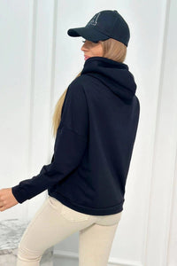 Hoodie with Voyage inscription 69638 / – Black цвет / color | Lexline Fashion