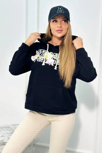 Hoodie with Voyage inscription 69638 / – Black цвет / color | Lexline Fashion