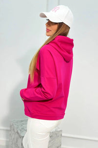 Hoodie with Voyage inscription 69638 / – Fuchsia цвет / color | Lexline Fashion