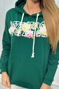 Hoodie with Voyage inscription 69638 / – Green цвет / color | Lexline Fashion