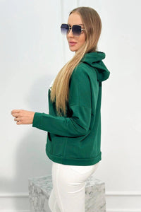 Hoodie with Voyage inscription 69638 / – Green цвет / color | Lexline Fashion