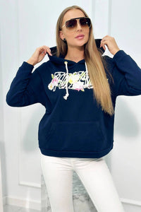 Hoodie with Voyage inscription 69638 / – Navy blue цвет / color | Lexline Fashion
