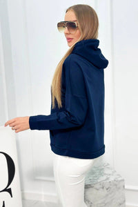 Hoodie with Voyage inscription 69638 / – Navy blue цвет / color | Lexline Fashion