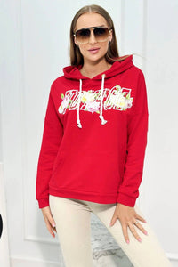 Hoodie with Voyage inscription 69638 / – Red цвет / color | Lexline Fashion