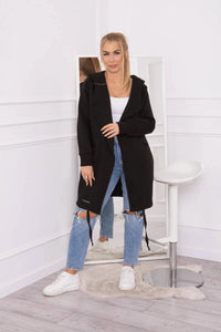 Insulated cardigan with a hood 69413 / – Black цвет / color | Lexline Fashion