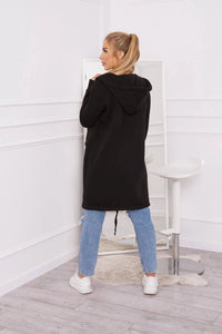Insulated cardigan with a hood 69413 / – Black цвет / color | Lexline Fashion