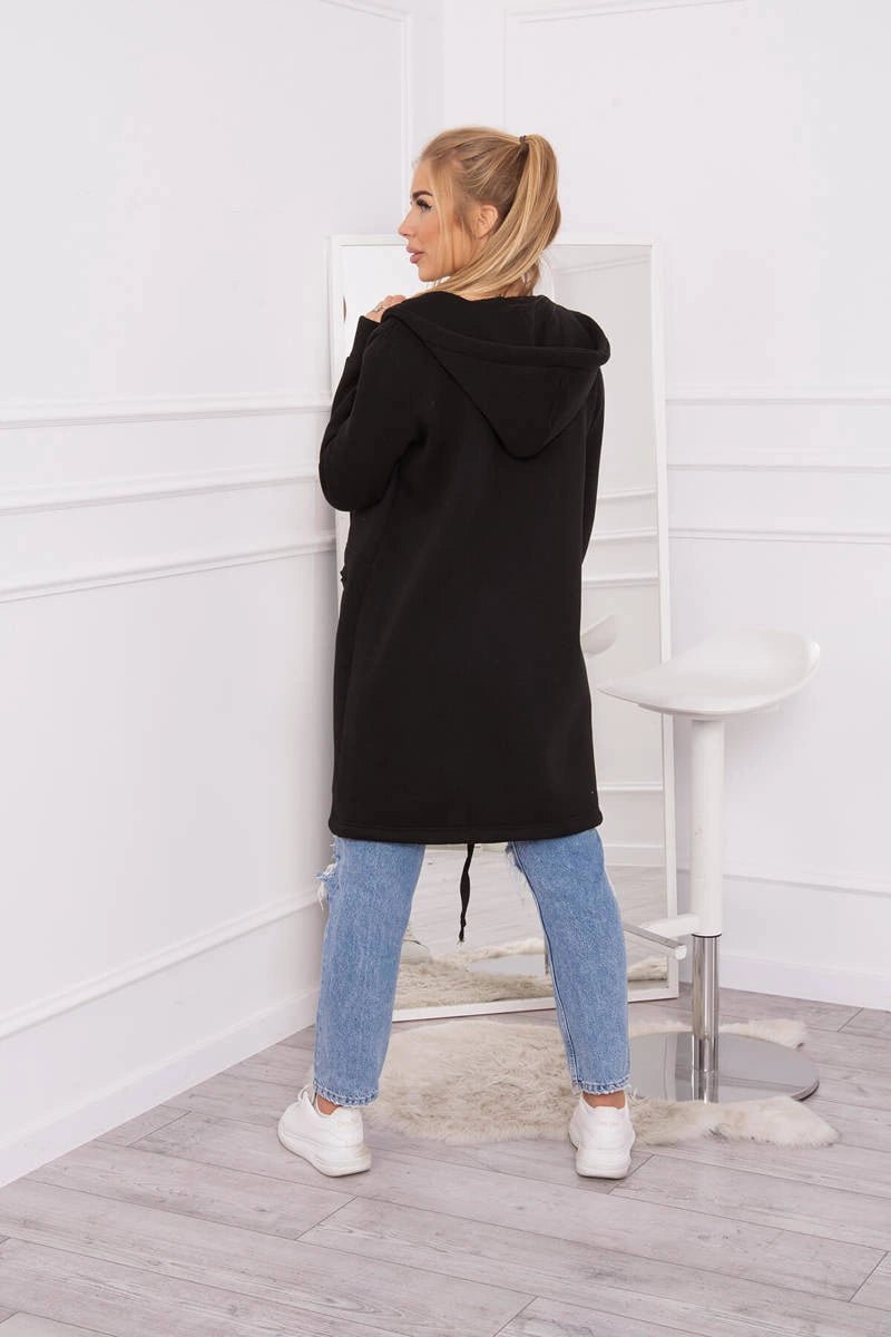 Insulated cardigan with a hood 69413 / – Black цвет / color | Lexline Fashion