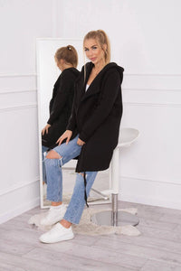 Insulated cardigan with a hood 69413 / – Black цвет / color | Lexline Fashion