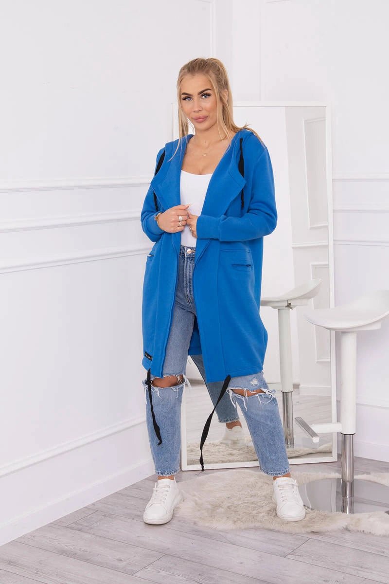 Insulated cardigan with a hood 69413 / – Blue cornflower цвет / color | Lexline Fashion