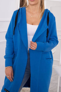 Insulated cardigan with a hood 69413 / – Blue cornflower цвет / color | Lexline Fashion