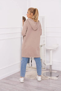 Insulated cardigan with a hood 69413 / – Dark || beige цвет / color | Lexline Fashion