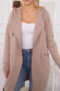 Insulated cardigan with a hood 69413 / – Dark || beige цвет / color | Lexline Fashion