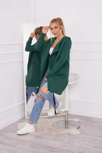 Insulated cardigan with a hood 69413 / – Dark || green цвет / color | Lexline Fashion